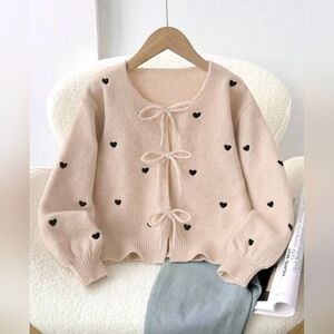 Chic Beige Heart Sweater
